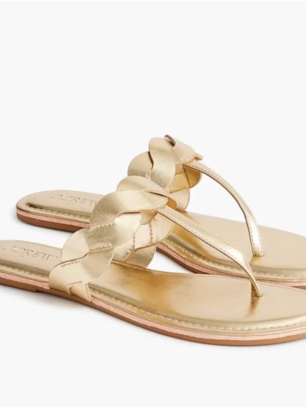 NWT J.Crew Gold Metallic Braided Thong Sandals Size 9